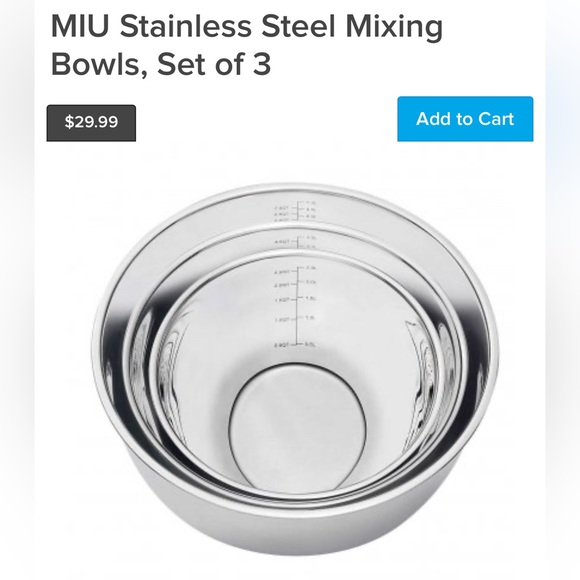Kitchen Miu Stainless Steel Mixing Bowls Set Of 3 Poshmark